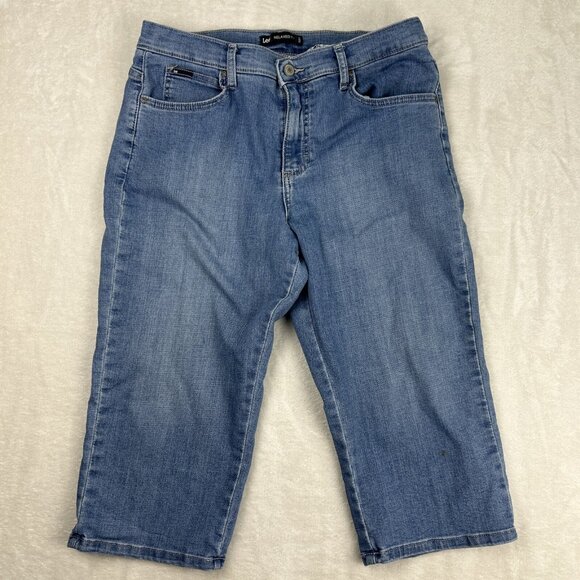 Lee Relaxed Fit Capri Jeans Denim Blue Size 10 Petite Shorts Pants Ankle - Picture 1 of 8